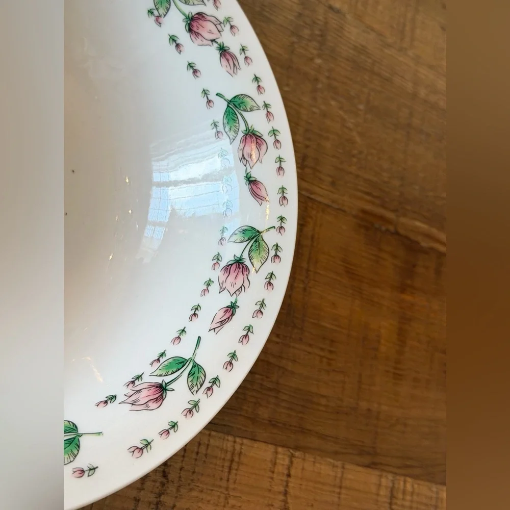 Vintage Botanical Gardens Floral Ceramic Bowl. Pink Rose | Discontinued | EUC